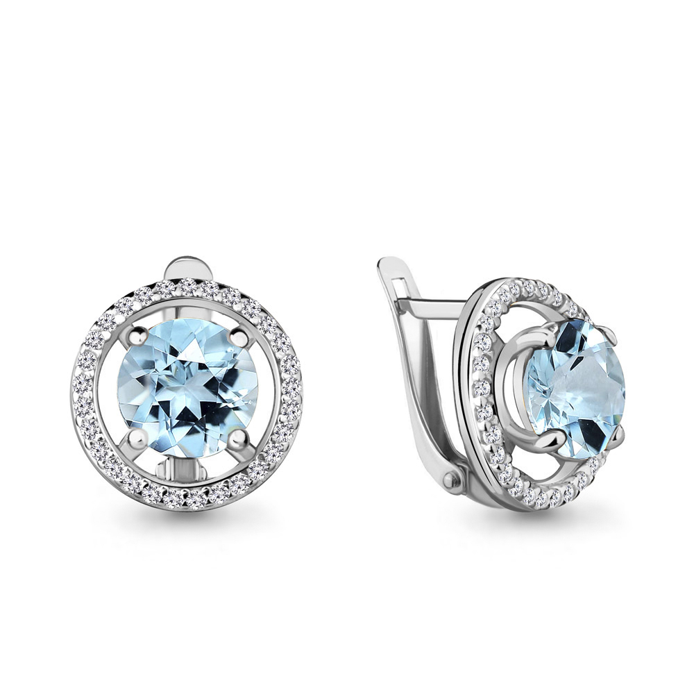 

Серьги из серебра с топазом Aquamarine Aquamarine 4424502А_925_р, 4424502А_925_р