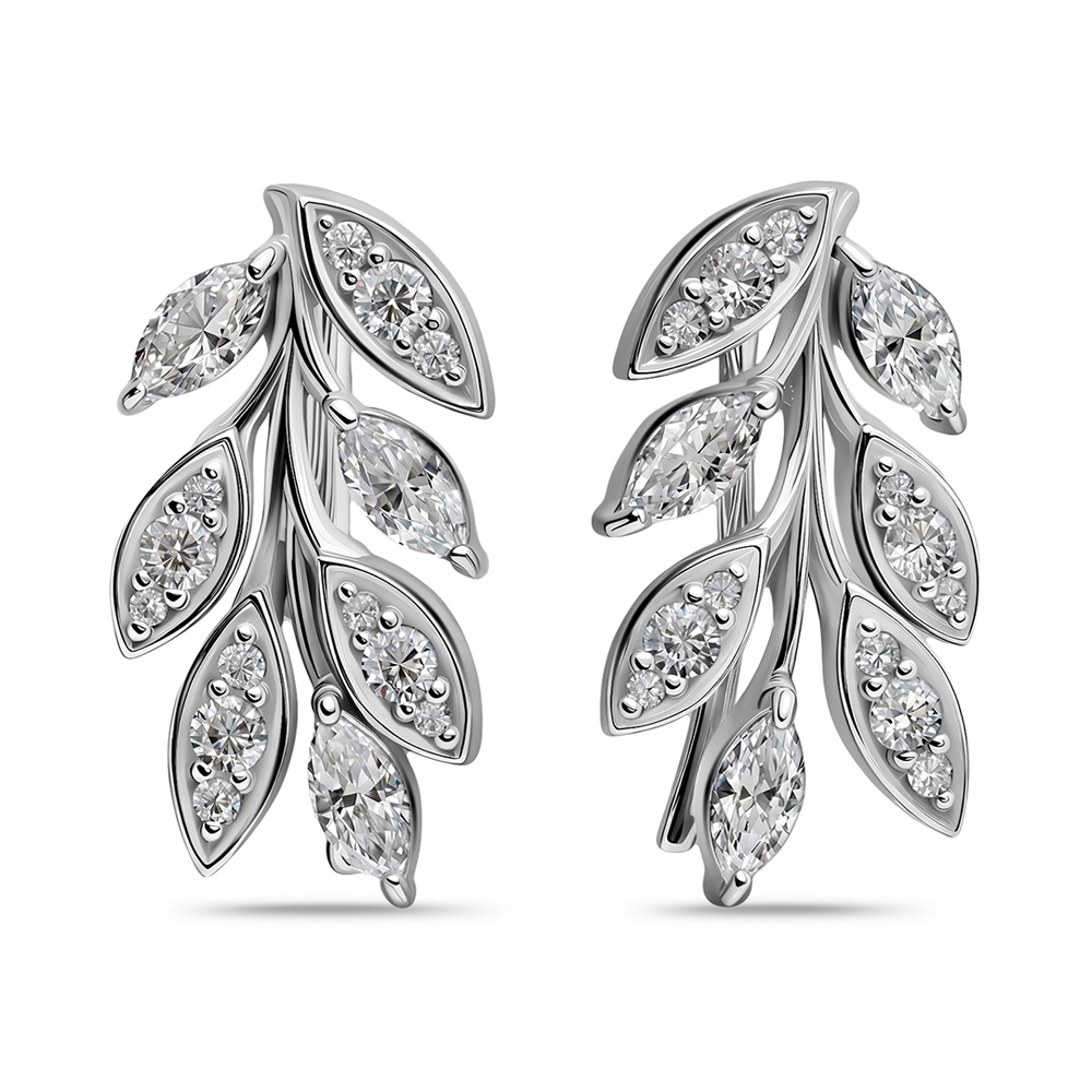 

Серьги клаймберы из серебра 585Gold 702012238, фианит, 702012238