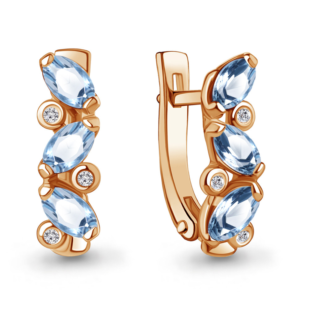 

Серьги из серебра с топазом\фианитом Aquamarine Aquamarine 4415805А_925_з, 4415805А_925_з