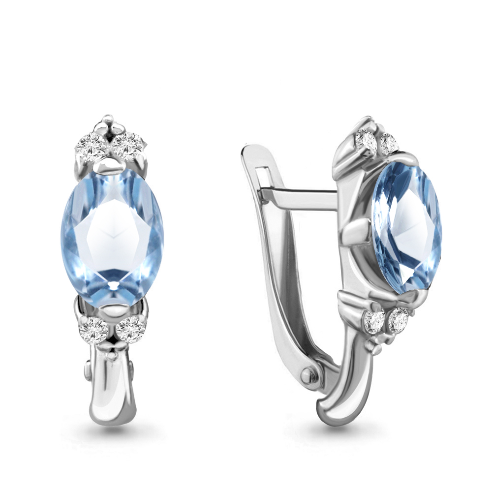 

Серьги из серебра с топазом\фианитом Aquamarine Aquamarine 4414105А_925_р, 4414105А_925_р