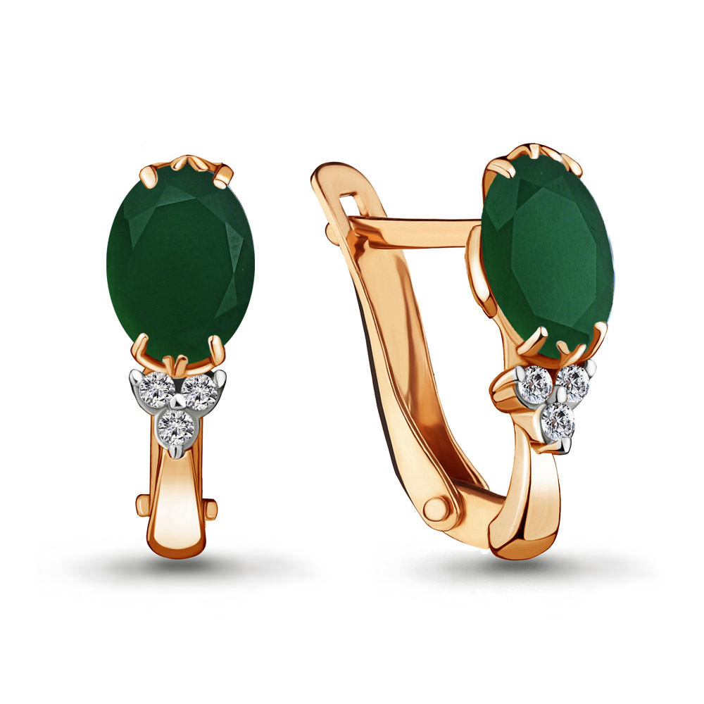 

Серьги из серебра с агатом\фианитом Aquamarine Aquamarine 4414009А_925_з, 4414009А_925_з