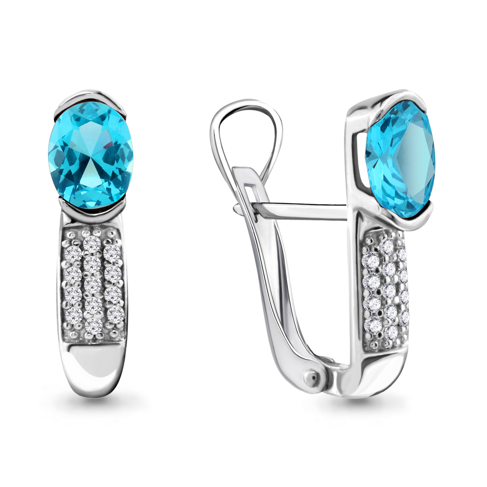 

Серьги из серебра с топазом\фианитом Aquamarine Aquamarine 4412905А_925_р, 4412905А_925_р