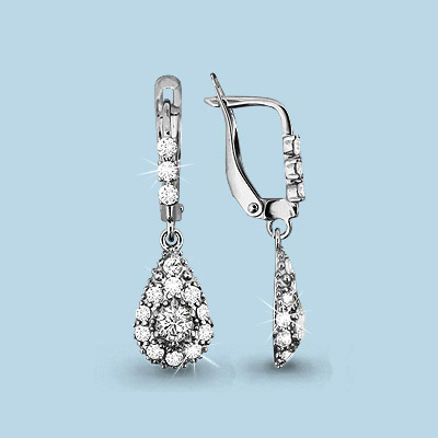 

Серьги из серебра с фианитом Aquamarine Aquamarine 44096А_925_р, 44096А_925_р