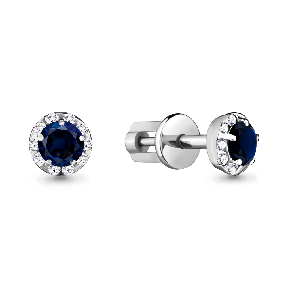

Серьги из серебра с фианитом\сапфиром искусственным Aquamarine Aquamarine 44085Б_925_р, 44085Б_925_р