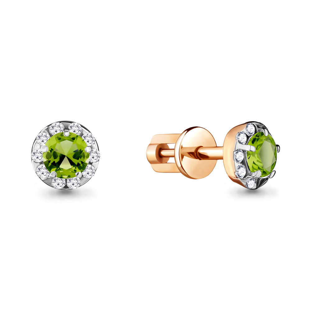 

Серьги из серебра с хризолитом\фианитом Aquamarine Aquamarine 4408507А_925_з, 4408507А_925_з