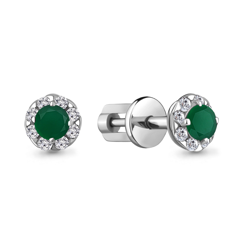 

Серьги из серебра с агатом\фианитом Aquamarine Aquamarine 4407509А_925_р, 4407509А_925_р