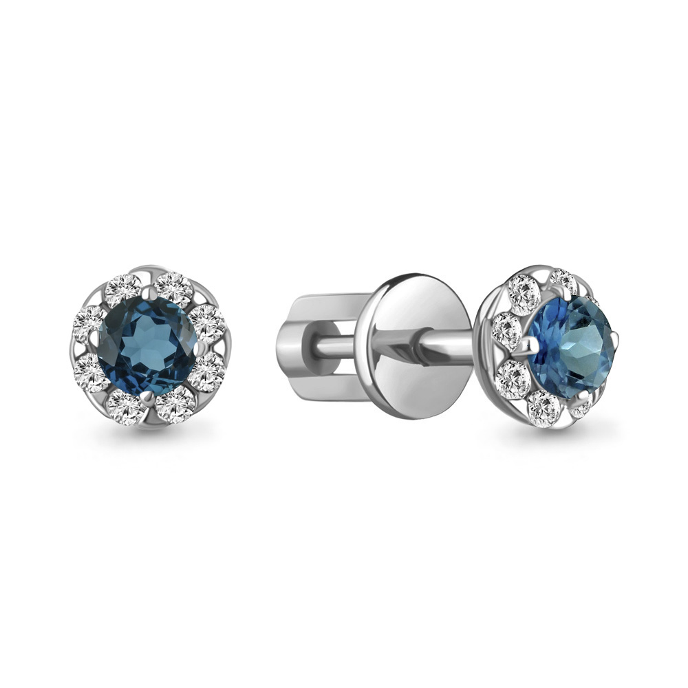

Серьги из серебра с топазом\фианитом Aquamarine Aquamarine 4407508А_925_р, 4407508А_925_р