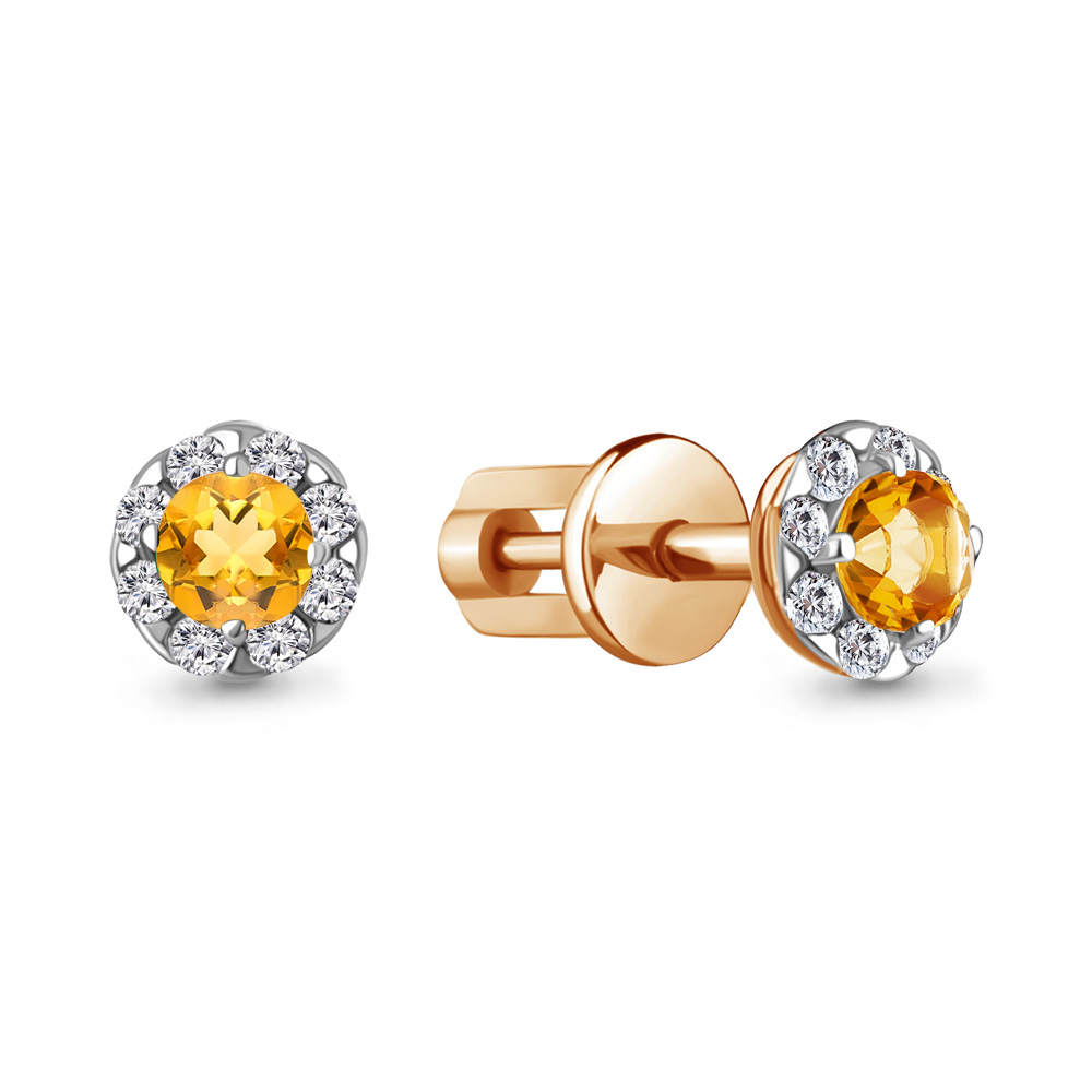 

Серьги из серебра с цитрином\фианитом Aquamarine Aquamarine 4407506А_925_з, 4407506А_925_з