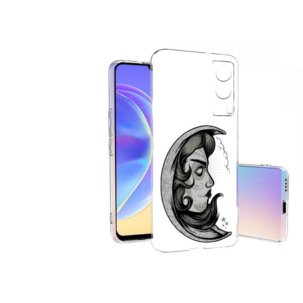

Чехол MyPads Tocco для Vivo V21E черно белая луна с лицом (PT161736.380.680), Прозрачный, Tocco