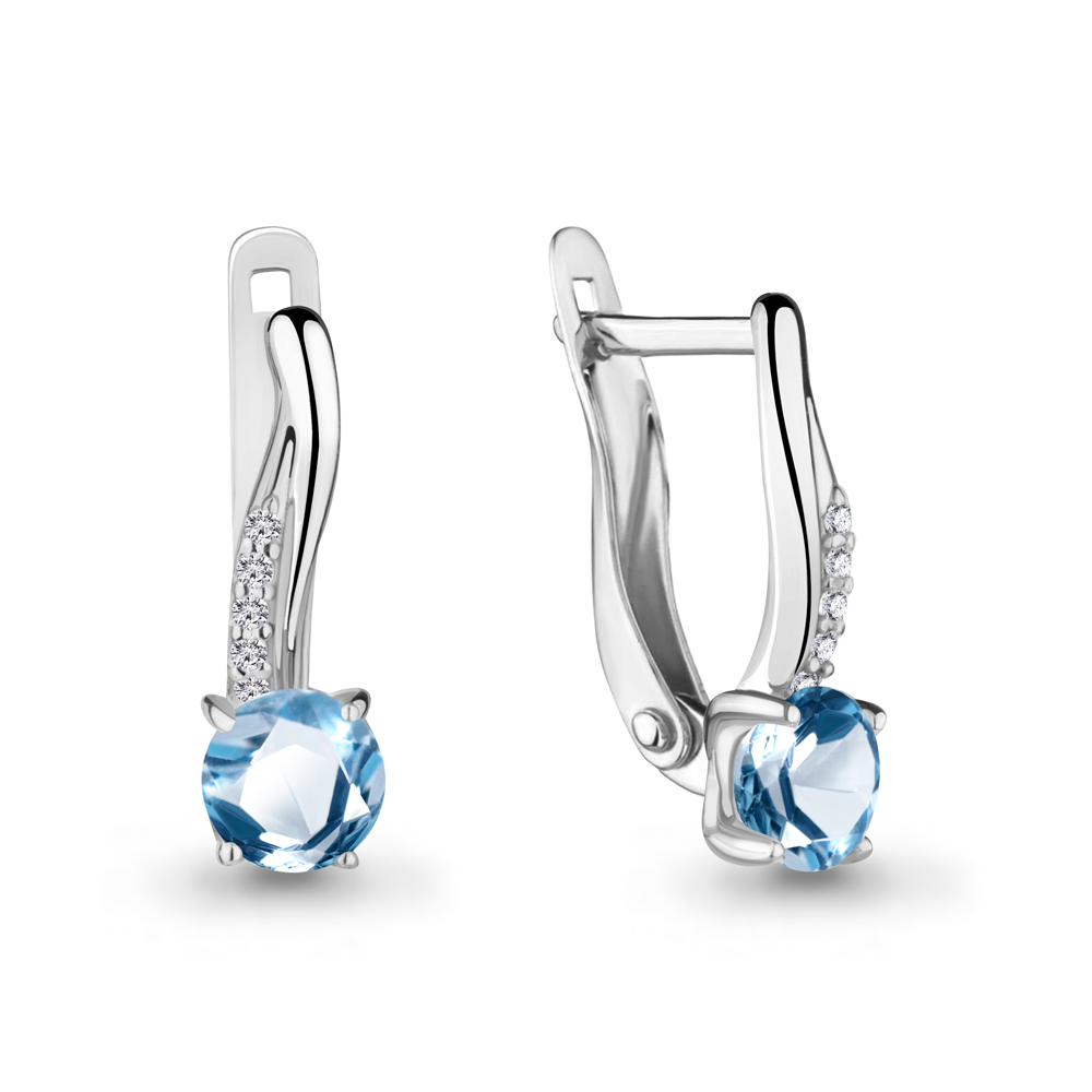 

Серьги из серебра с топазом\фианитом Aquamarine Aquamarine 4406005А_925_р, 4406005А_925_р