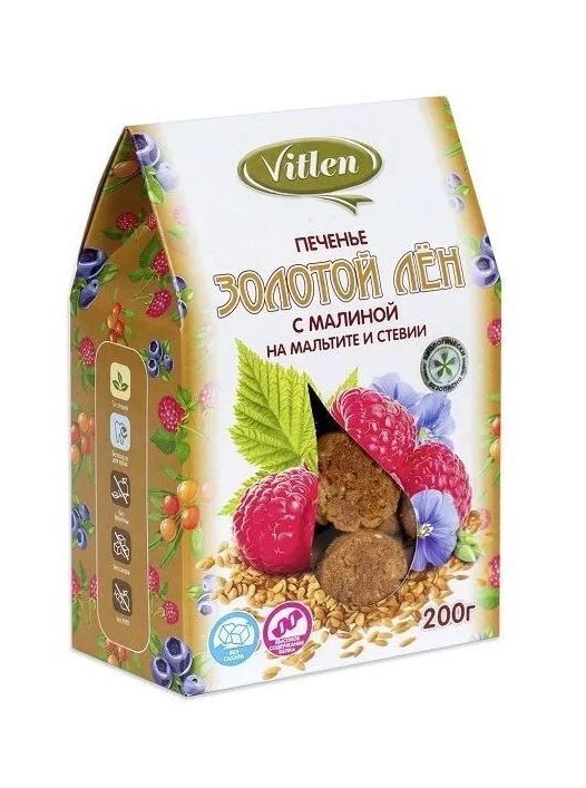 

Печенье Vitlen Золотой Лён Малина на мальтите и стевии, 200 г х 2 шт