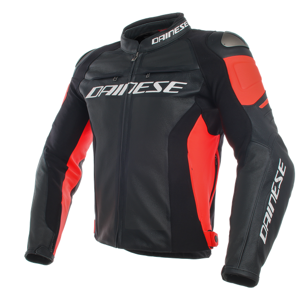 

Куртка кожаная Dainese RACING 3 PERFORATED Black/Black/Fluo-Red (р.46)