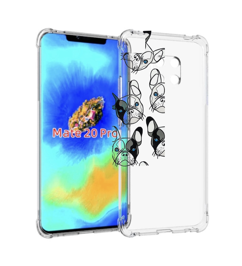 Чехол MyPads мини-собачки-черно-белый для Huawei Mate 20 Pro/Mate 20 RS 6.39