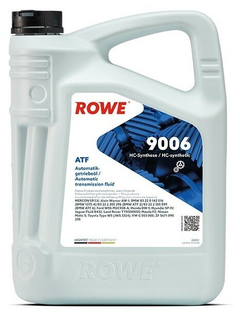 фото Трансмиссионное масло rowe hightec atf 9006, 5л