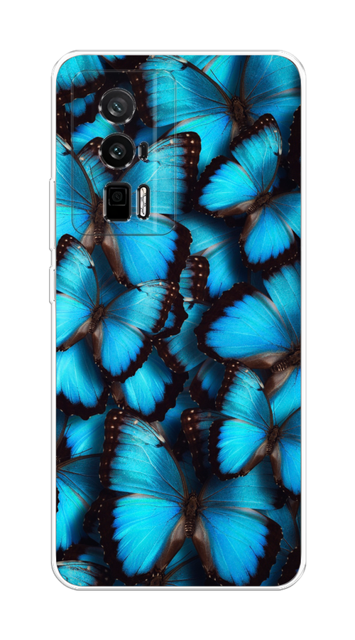 

Чехол на Xiaomi Redmi K60, Poco F5 Pro "Тропическая бабочка 2", Голубой;черный, 318850-1