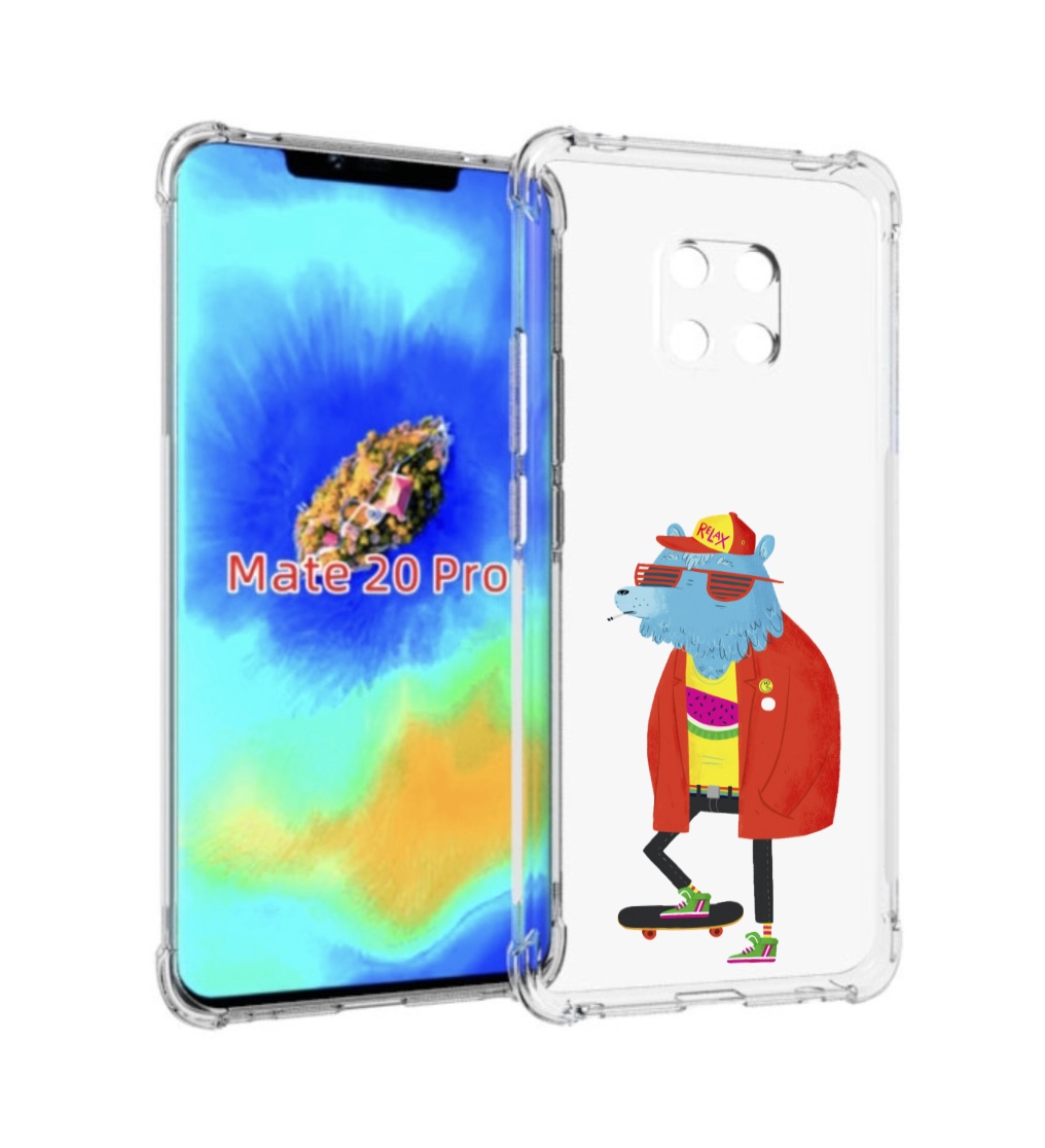 

Чехол MyPads медведь на скейте для Huawei Mate 20 Pro/Mate 20 RS 6.39, Прозрачный, Tocco