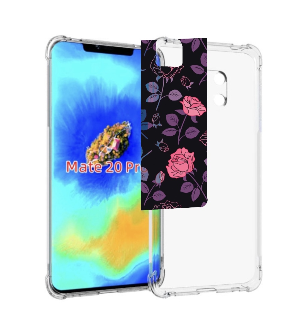 

Чехол MyPads маленькие розочки на черном фоне женский для Huawei Mate 20 Pro., Прозрачный, Tocco