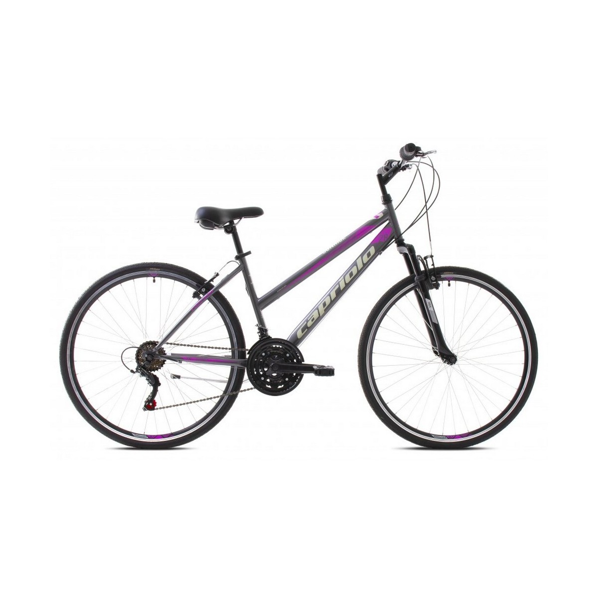 Велосипед CAPRIOLO TOURING TREK SUNRISE LADY 28'' 3 X 6, STEEL 17'' серебро - розовый 2024