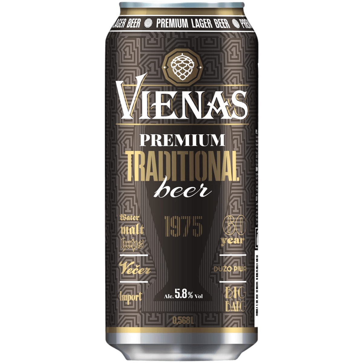 

Пиво Vienas Premium Traditional светлое 0,568 л ж/б