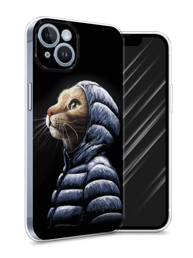 

Силиконовый чехол Awog "Кот в капюшоне" для Apple iPhone 14, Черный, 15150-2