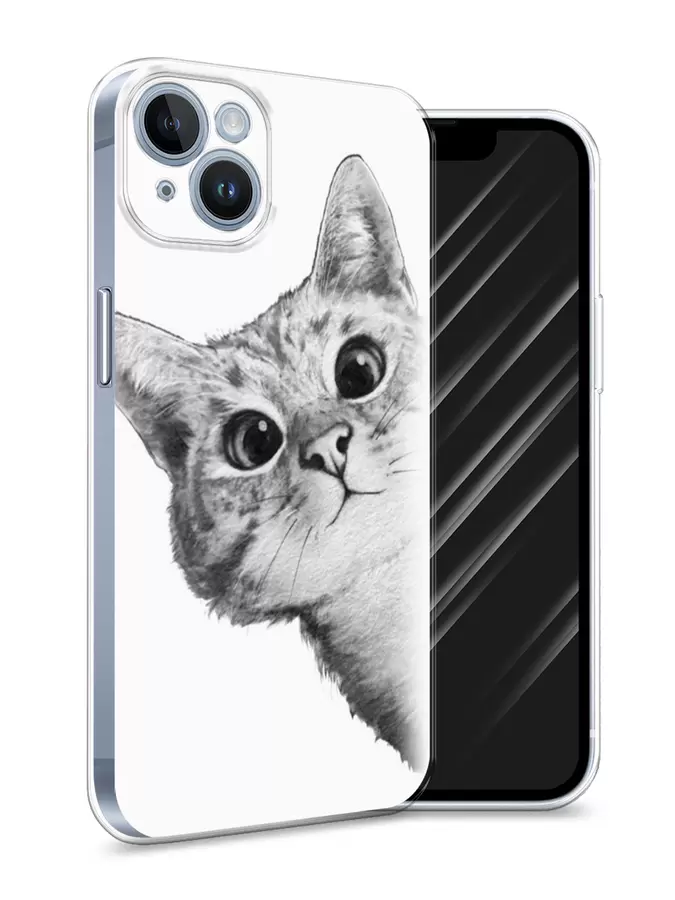 

Силиконовый чехол Awog "Кот рисунок черно-белый" для Apple iPhone 14, 15150-1