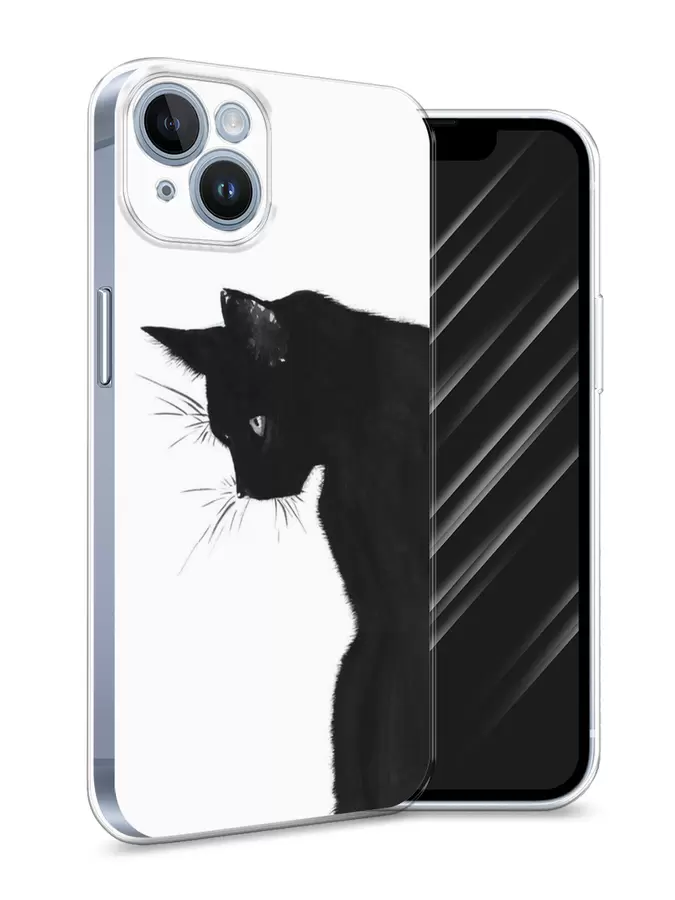 

Силиконовый чехол Awog "Black cat" для Apple iPhone 14, Белый, 15150-1