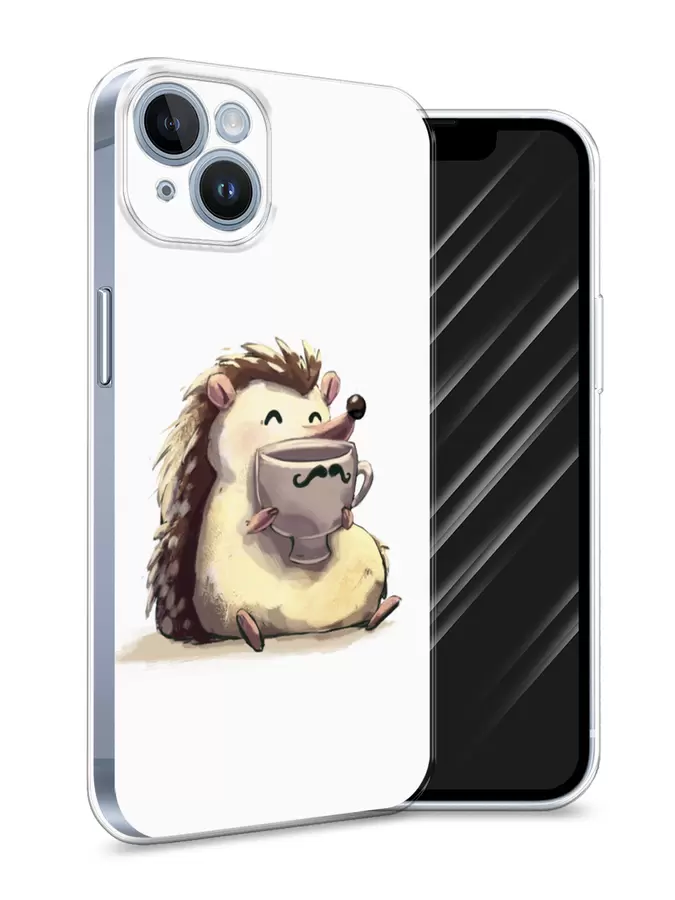 

Силиконовый чехол Awog "Еж кофеман" для Apple iPhone 14, Белый, 15150-10