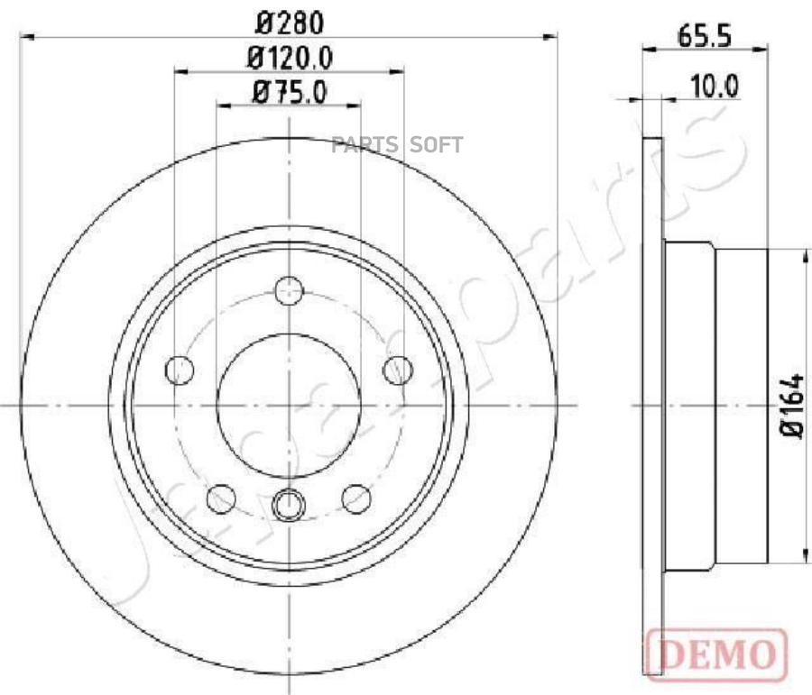 Диск Тормозной Bmw 1 E81E87 1620 04- Задний D 280Мм 1шт Japanparts DP0100C 2765₽