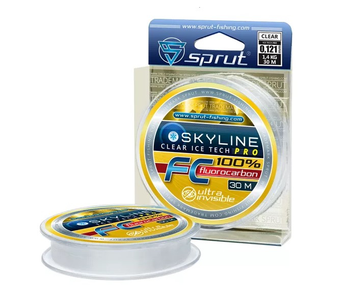 фото Леска зимняя "sprut" skyline fc 100% fluorocarbon ice tech pro (clear/0,501mm/14,4kg/30m)