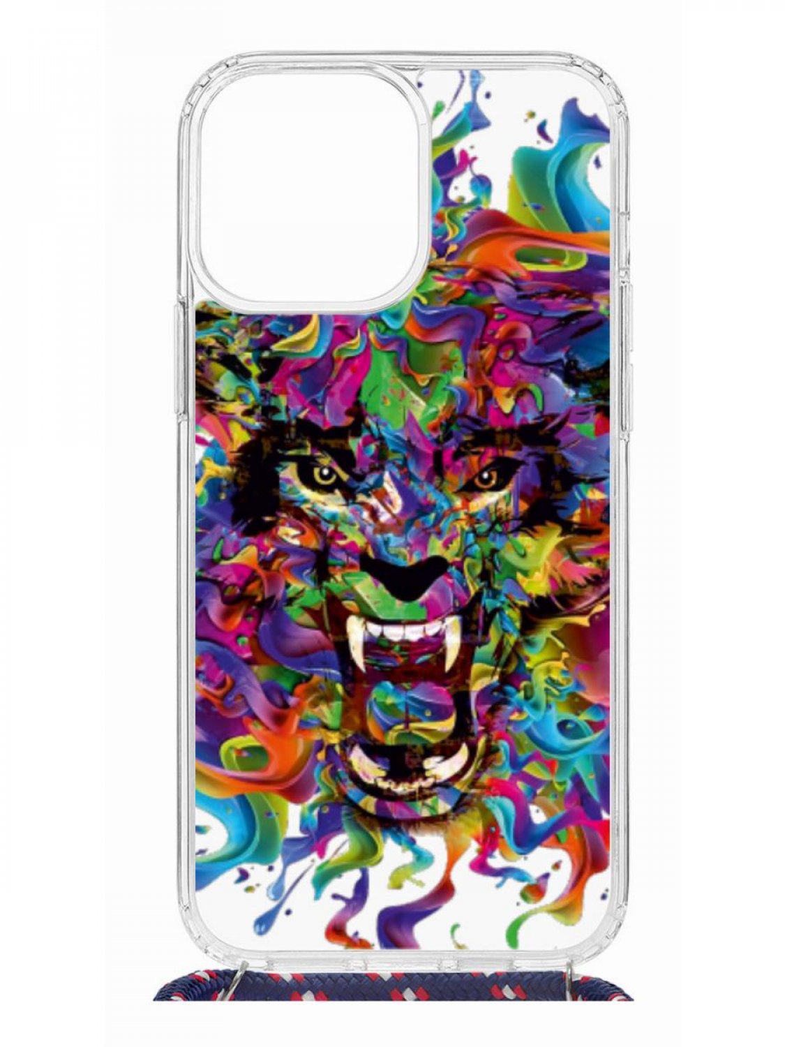 фото Противоударный чехол для iphone 13 pro max kruche print magsafe colored beast со шнурком кruче