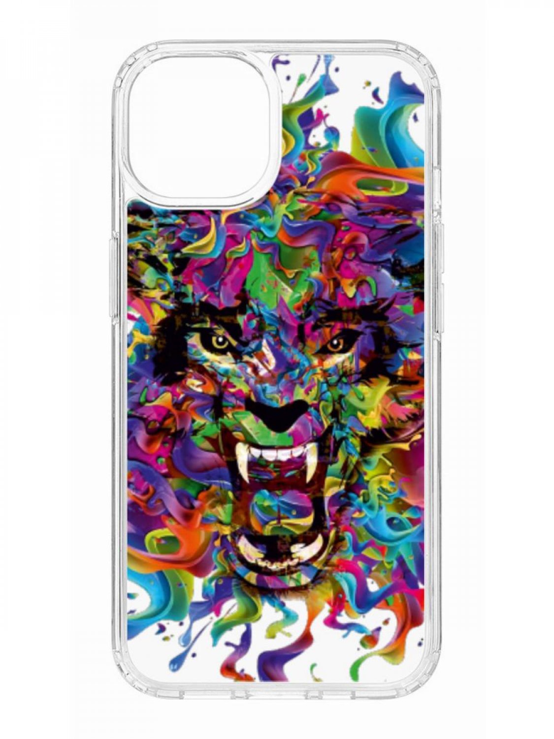 фото Противоударный чехол для iphone 13 kruche print magsafe colored beast прозрачный кruче