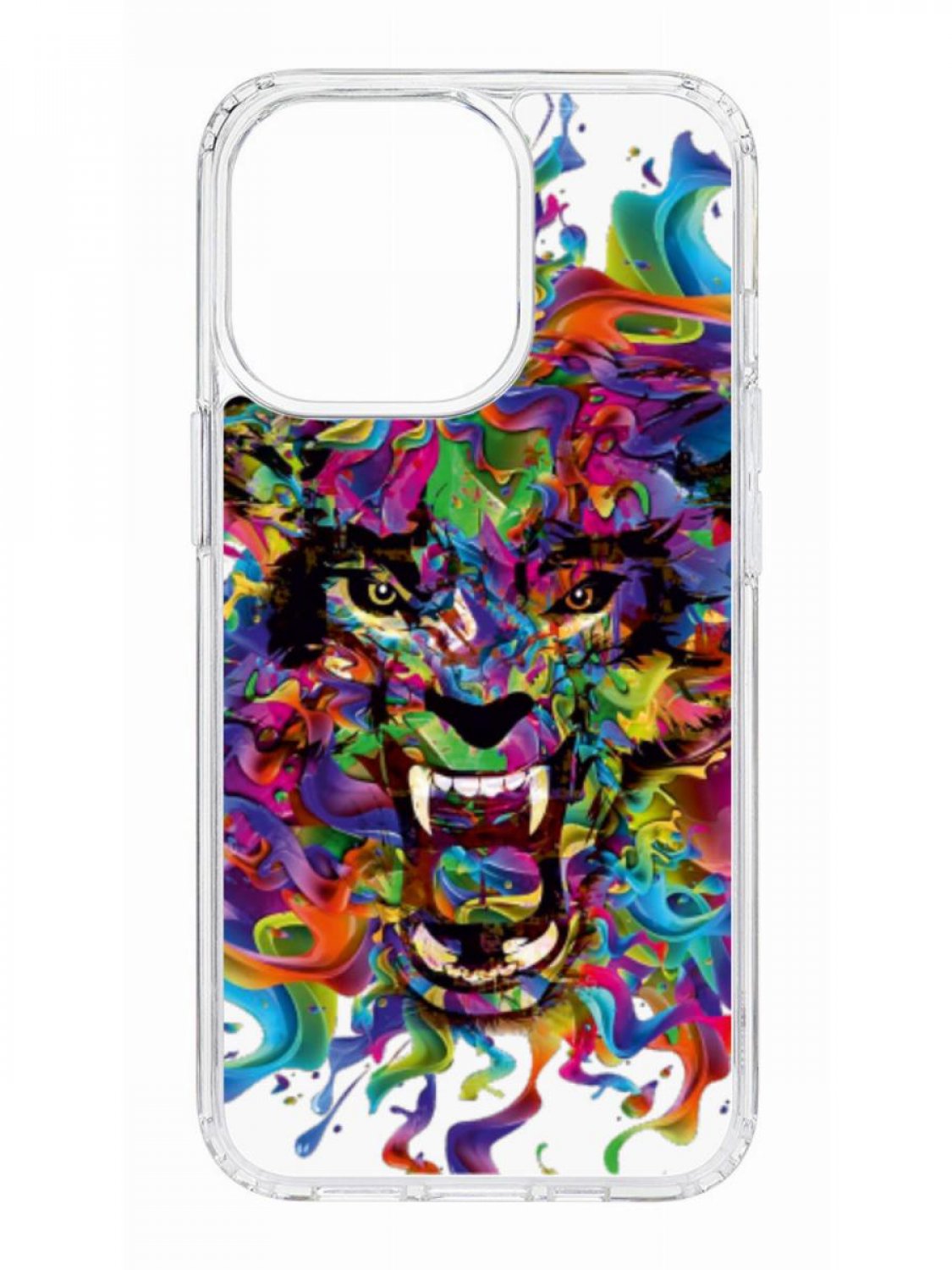 фото Противоударный чехол для iphone 13 pro kruche print colored beast прозрачный с рисунком кruче