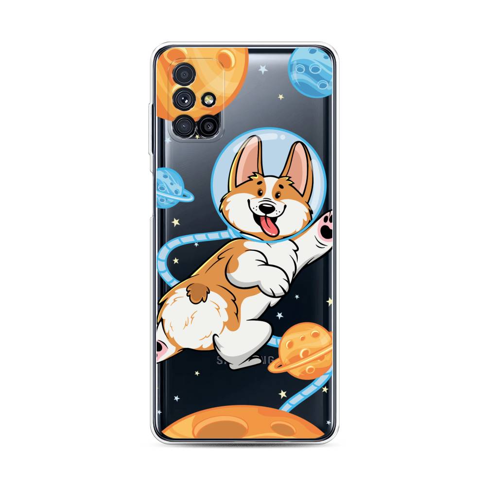 

Чехол на Samsung Galaxy M31s "Корги-космонавт", Голубой;бежевый;белый, 2101450-1