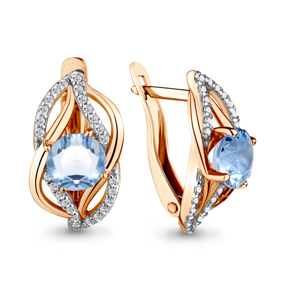 

Серьги из серебра с топазом\фианитом Aquamarine Aquamarine 4405205А_925_з, 4405205А_925_з