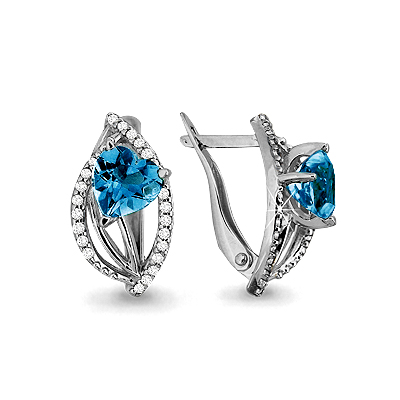 

Серьги из серебра с топазом\фианитом Aquamarine Aquamarine 4404608А_925_р, 4404608А_925_р