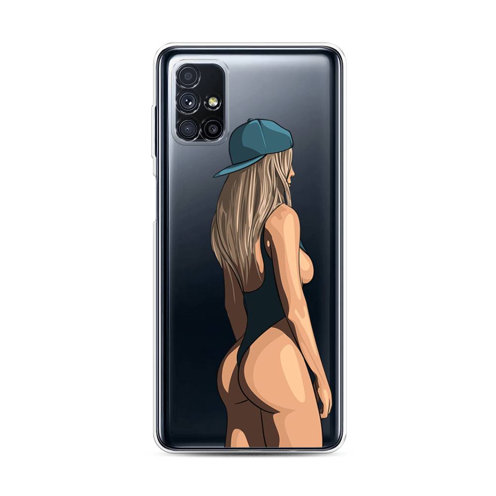 

Чехол на Samsung Galaxy M31s "Девушка в черном купальнике", Зеленый;бежевый;черный, 2101450-6