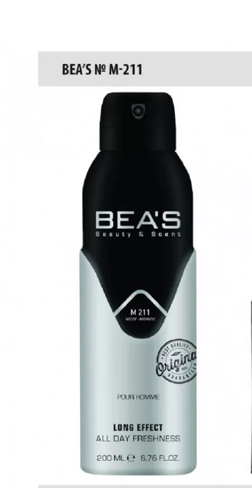 Парфюмированный дезодорант Beas M211 For Mеn, 200 мл парфюмированный дезодорант beas m214 for mеn 200мл