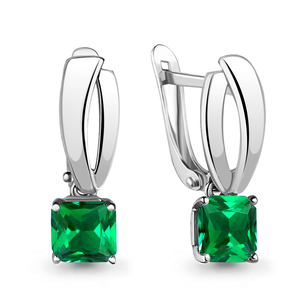 

Серьги из серебра с изумрудом искусственным Aquamarine Aquamarine 43946П_925_р, 43946П_925_р