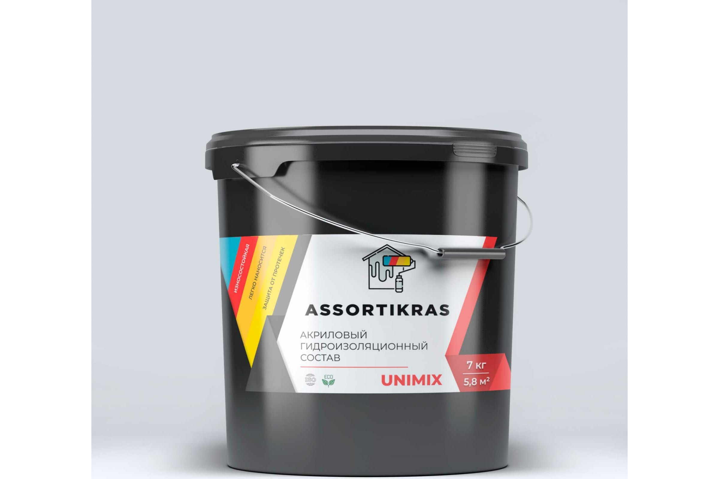 

ASSORTIKRAS Гидроизоляционная акриловая мастика Unimix 7кг ASC-UMIX-7