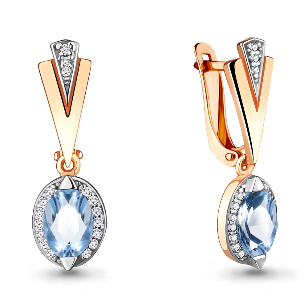 

Серьги из серебра с топазом\фианитом Aquamarine Aquamarine 4387905А_925_з, 4387905А_925_з