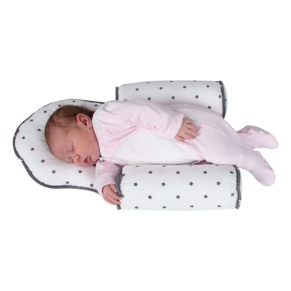 

Позиционер SEVI BEBE с анатомической подушкой, 0-6 мес. SEV-033/белый/серый/звезды, с анатомической подушкой для головки новорожденного, 0-6 мес.