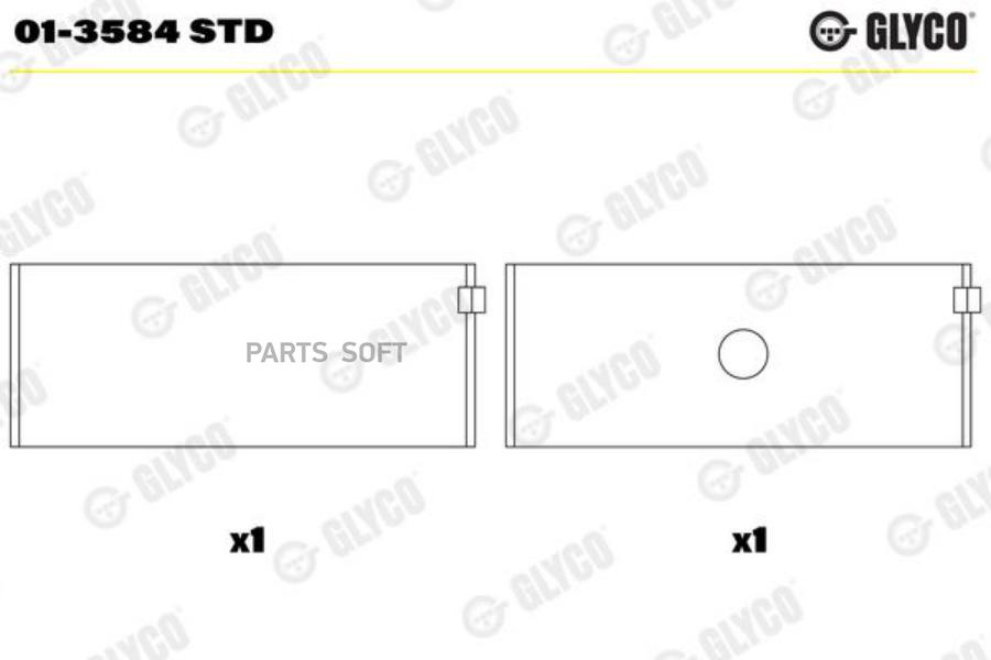 

Вкладыши Двс Шатунные (На 1 Шейку) Glyco арт. 013584STD