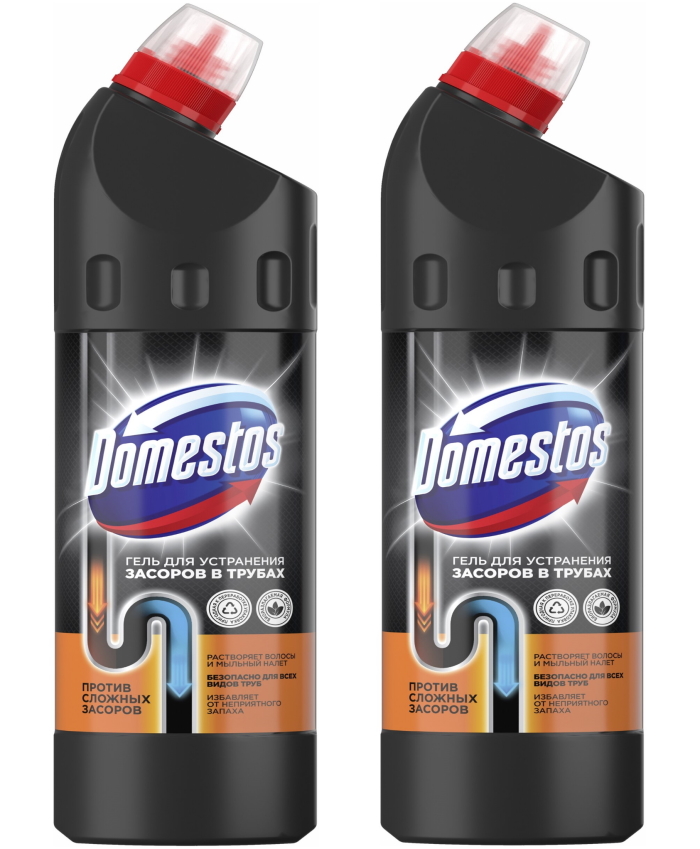 Комплект Domestos Средство для устранения засоров в трубах 750 мл х 2 шт.