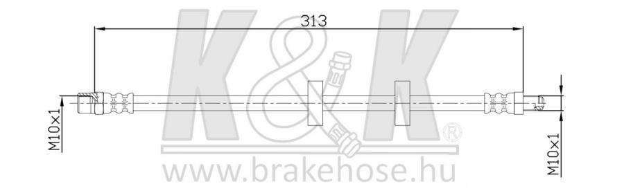 Шланг тормозной передн AUDI: 80 1.3/1.6/1.3 76-78 K&K FT1716