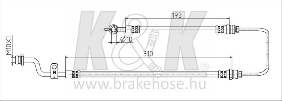 

Шланг тормозной передн прав KIA: Cerato (LD) 1.5 CRDi 07.05- K&K FT0734, FT0734