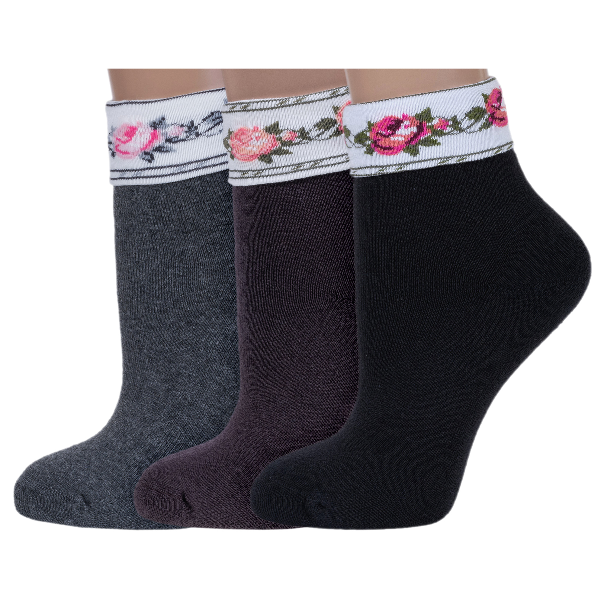 

Комплект носков женских Rusocks 3-Ж-2332 серых; коричневых; черных 23-25, 3-Ж-2332