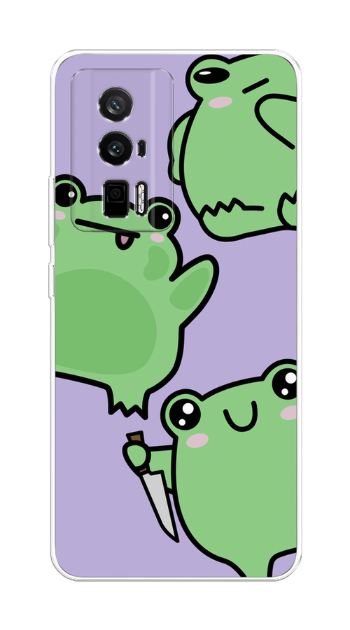 

Чехол на Xiaomi Redmi K60/Poco F5 Pro "Опасные лягушата", Фиолетовый;зеленый;черный, 318850-1