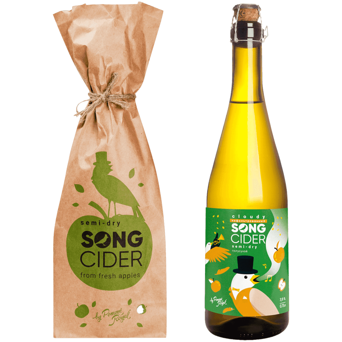 фото Сидр song cider яблочный полусухой нефильтрованный 0,75 л