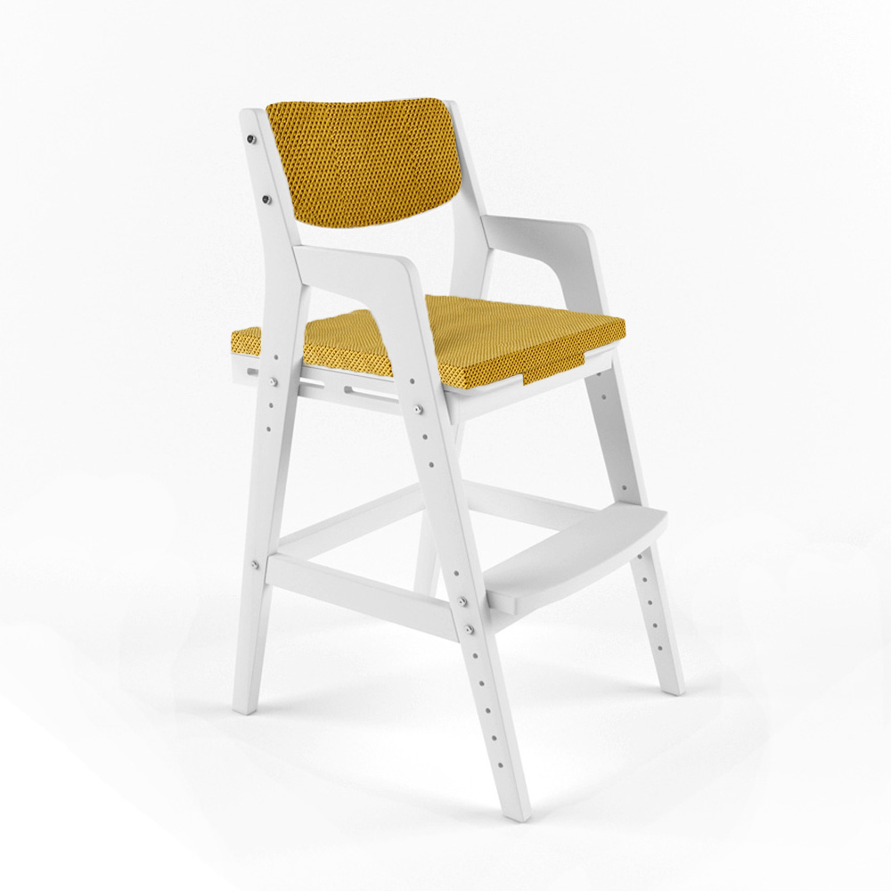 Детский растущий стул Робин WOOD Вуди Белый с чехлом Охра Велюр корзина для белья с крышкой с бежевым чехлом белый