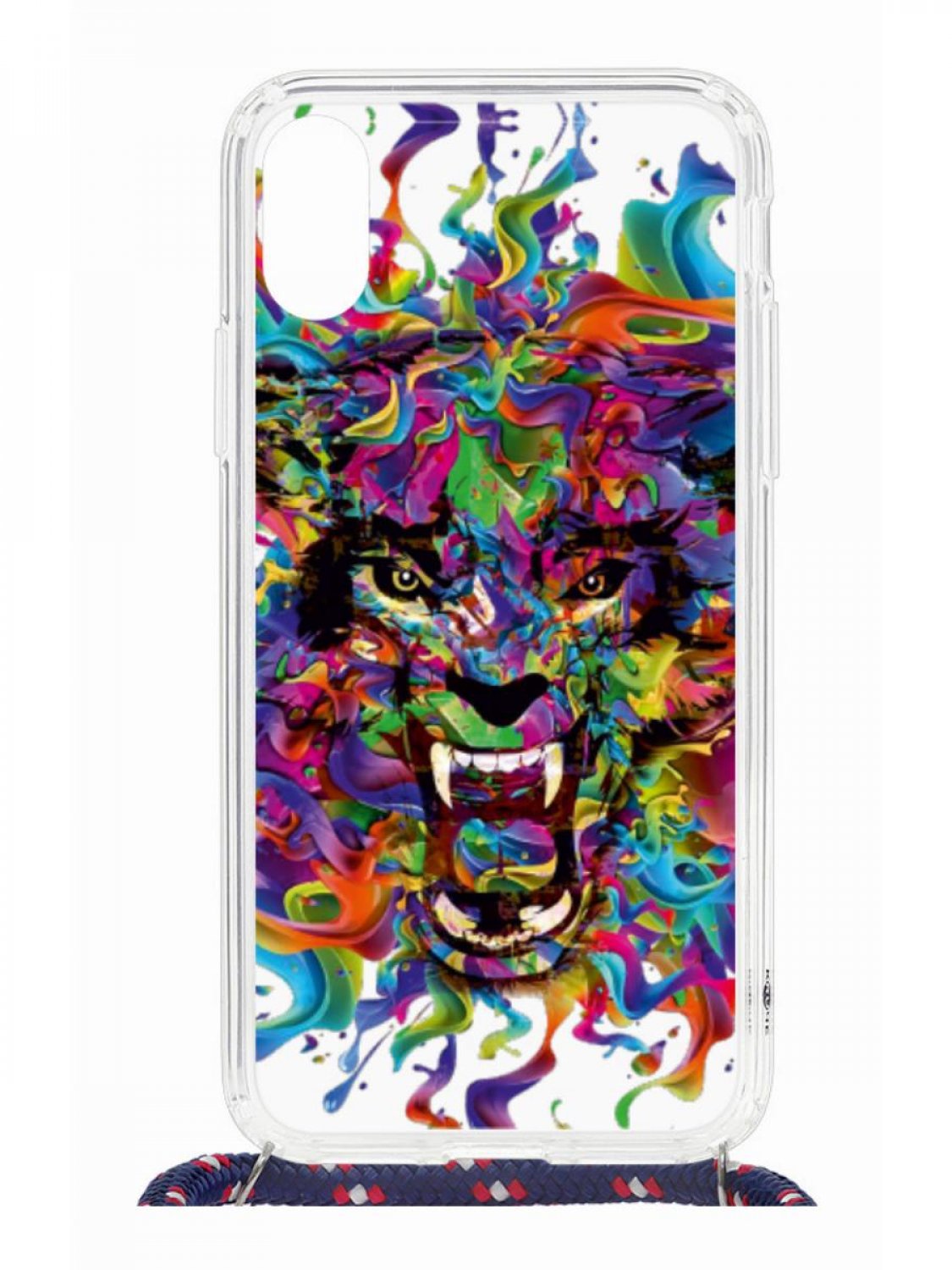 фото Противоударный чехол для iphone x/xs kruche print magsafe colored beast со шнурком на шею кruче